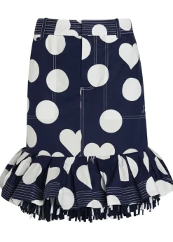 La Jupe Cabana polka dot fringed cotton knee-length skirt