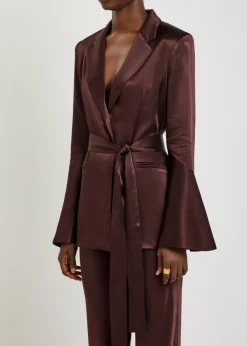 La Lune flared belted satin blazer