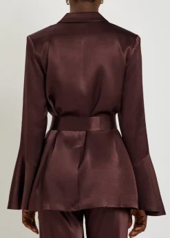La Lune flared belted satin blazer
