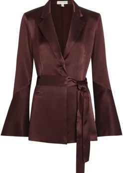La Lune flared belted satin blazer