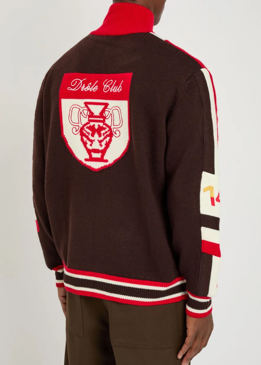 La Maille Zippée Racing logo merino wool jacket