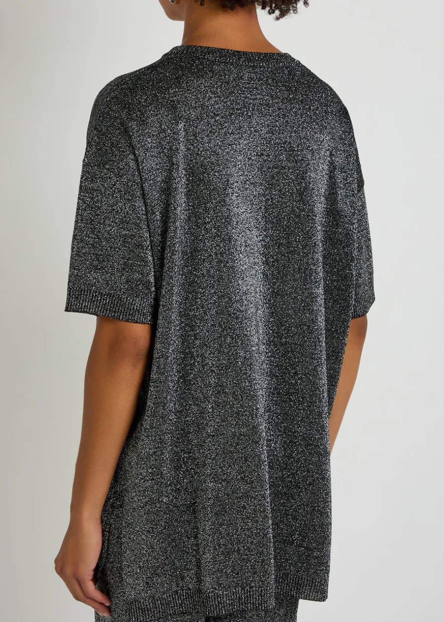 Lamé fine-knit T-shirt