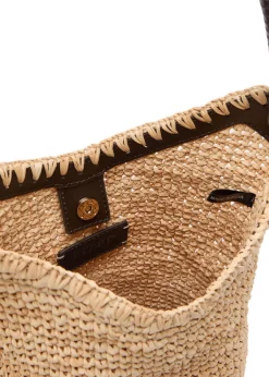 Lani leather and raffia bucket bag