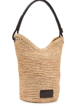 Lani leather and raffia bucket bag