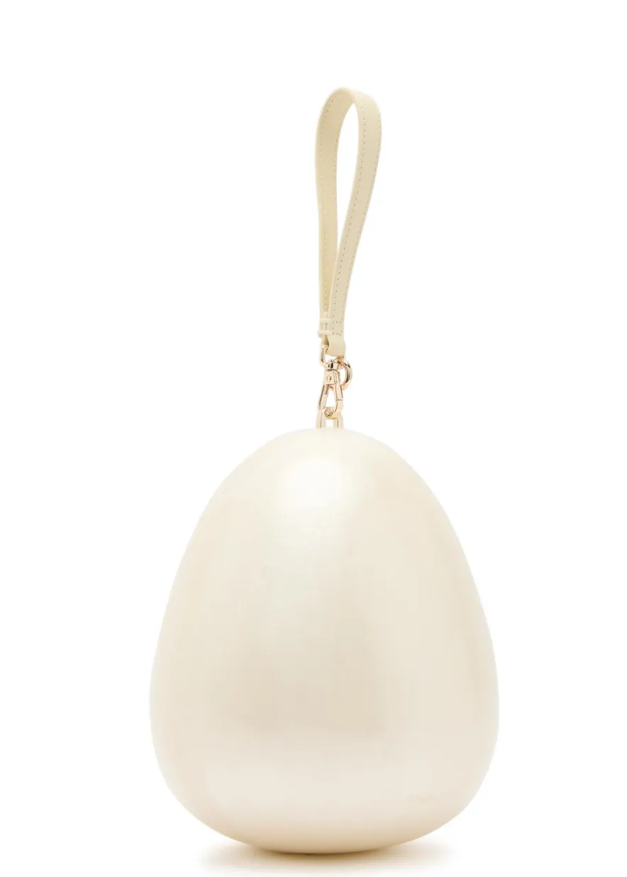 Large egg pearlescent Perspex cross-body bag