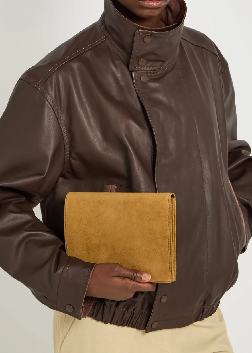 Large suede jewellery pouch