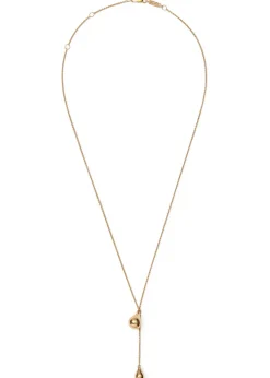 Lariat Pebble 14kt gold vermeil necklace