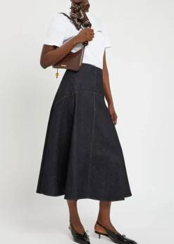 La Triangle de-Nîmes panelled midi skirt