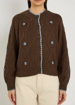Laurie floral-appliquéd cotton-blend cardigan