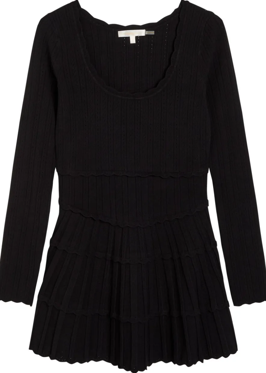 Lavender pointelle knit mini dress