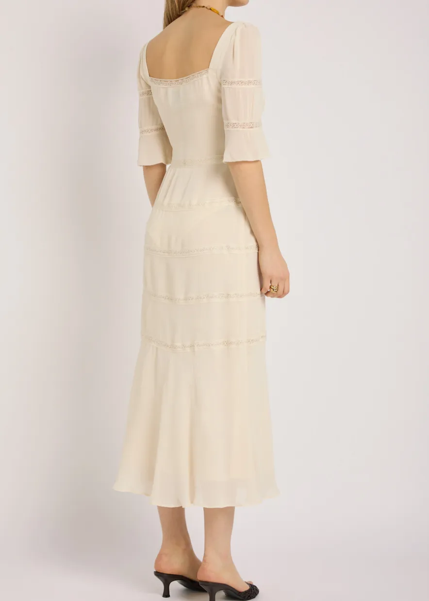 Laverna lace-trim chiffon midi dress