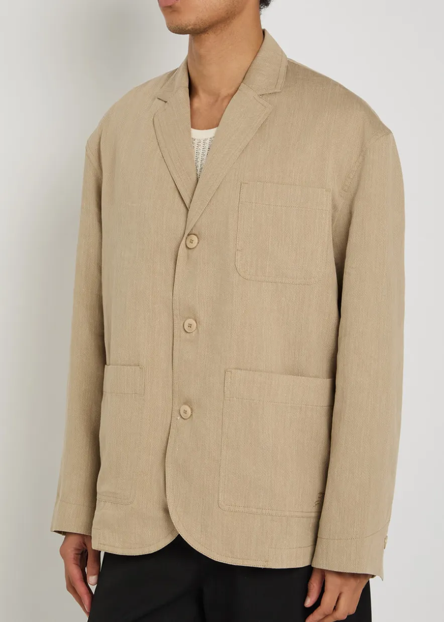 La Veste Pastro striped linen jacket