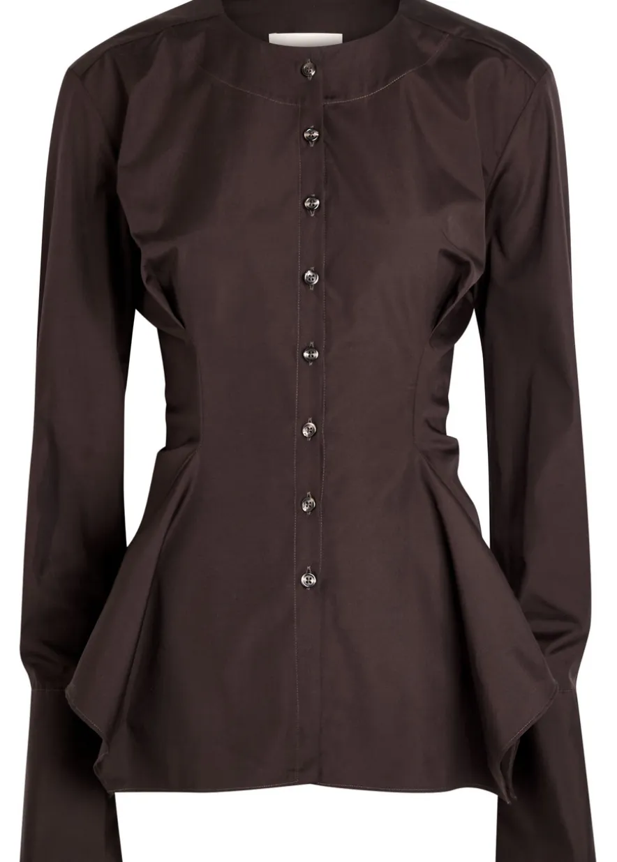Lavinia darted cotton-poplin shirt
