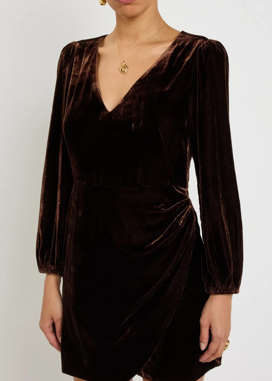 Lawry draped velour mini dress