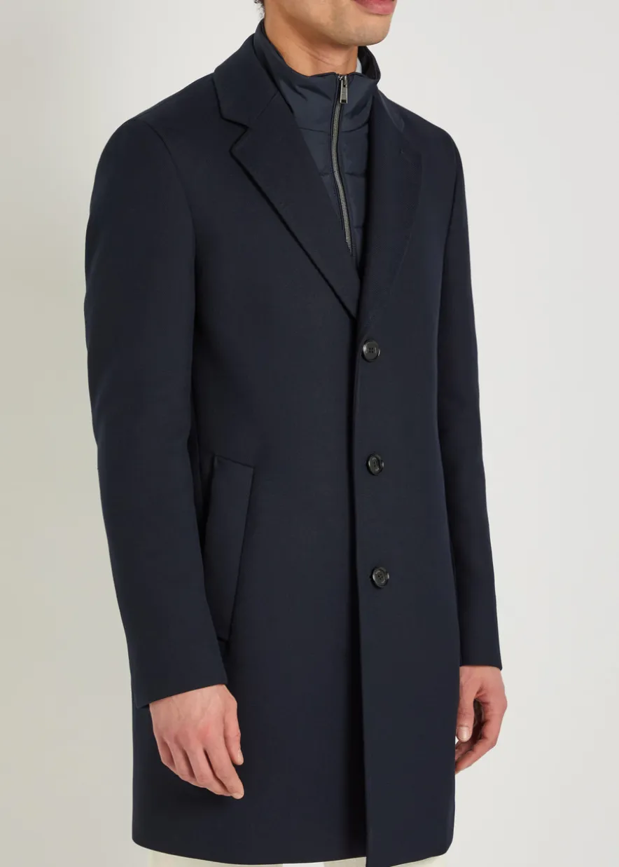 Layered cotton-blend coat