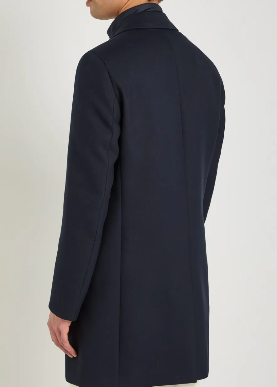 Layered cotton-blend coat