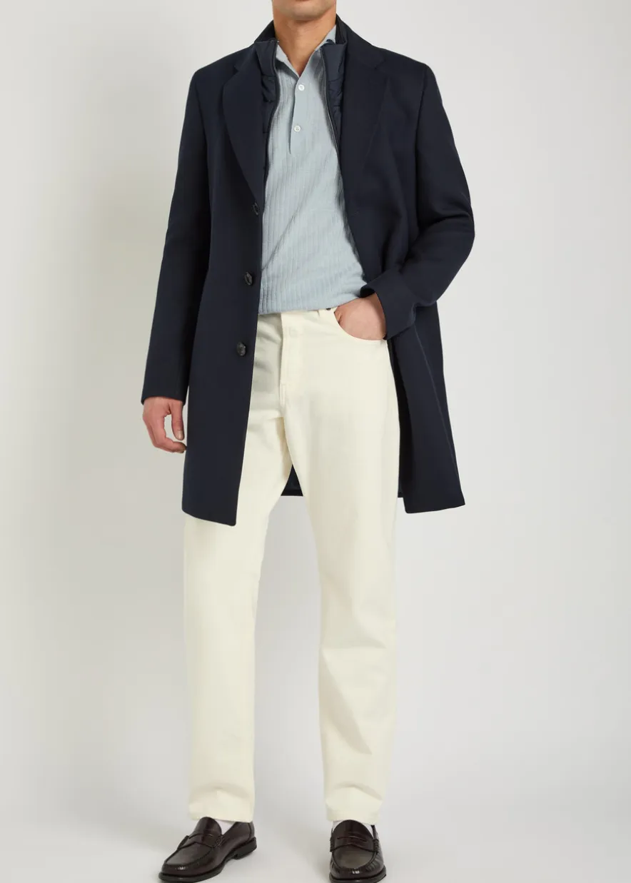 Layered cotton-blend coat