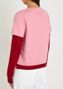 Layered long-sleeve cotton-blend T-shirt