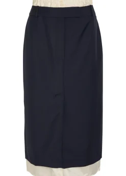 Layered wool midi skirt