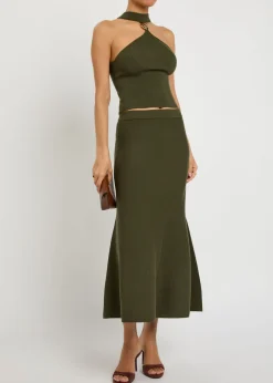 Layne ribbed merino wool midi skirt