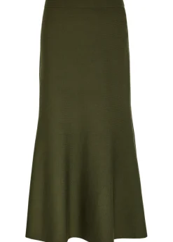 Layne ribbed merino wool midi skirt