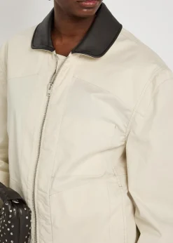 Leather collar cotton jacket