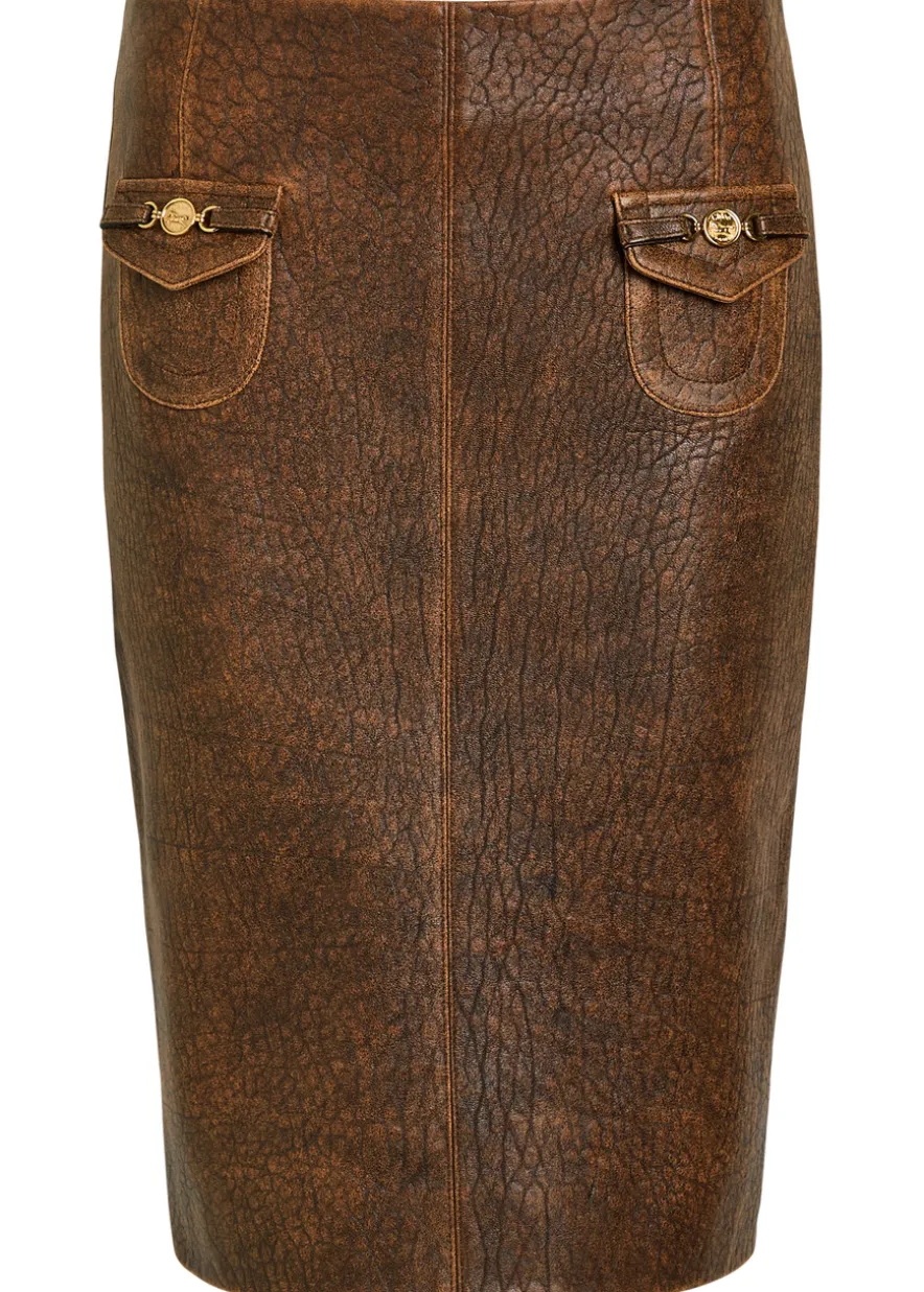 Leather midi skirt