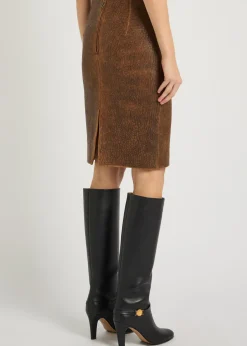 Leather midi skirt
