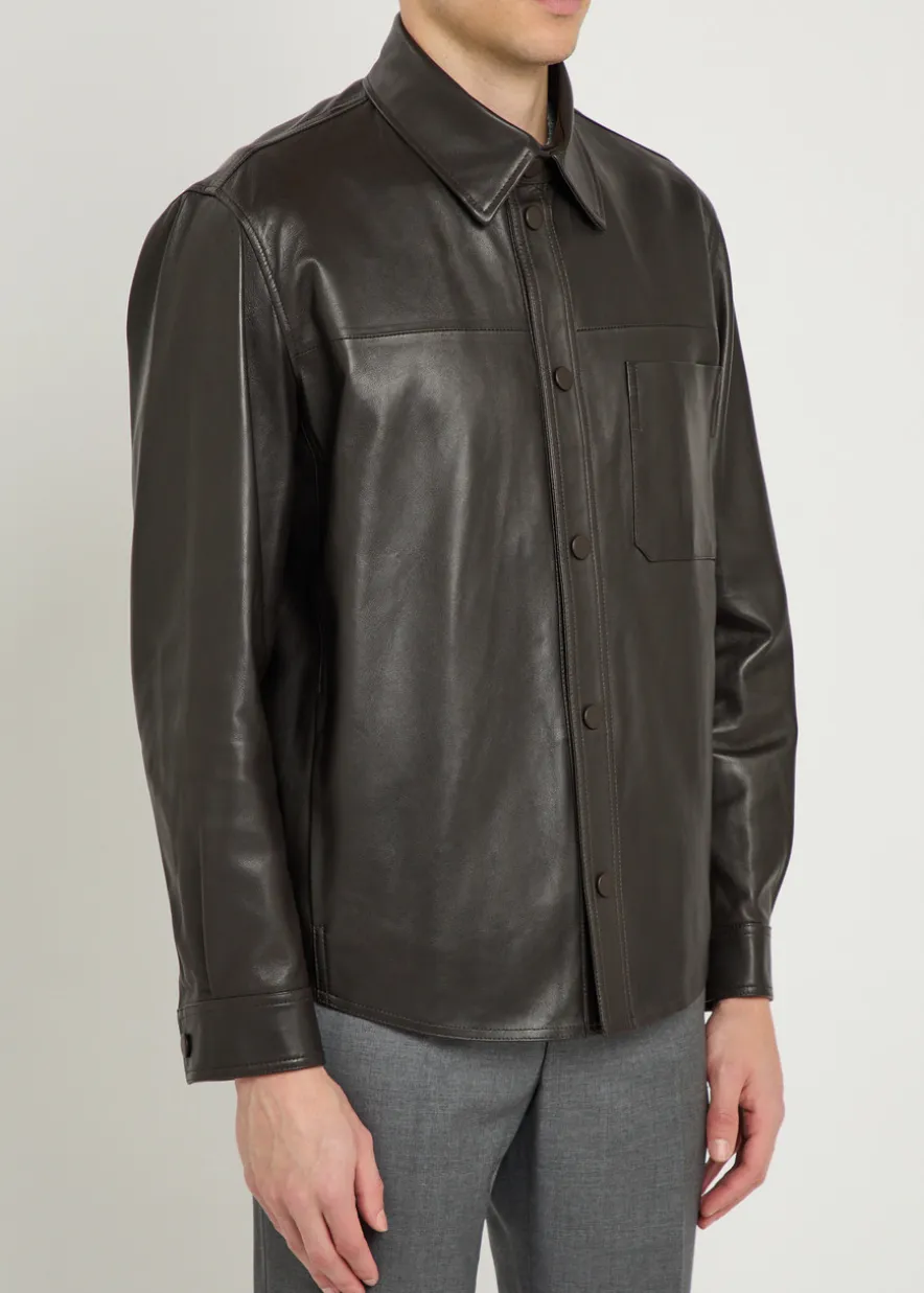 Leather overshirt jacket