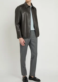 Leather overshirt jacket