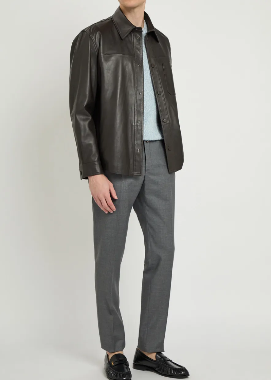Leather overshirt jacket