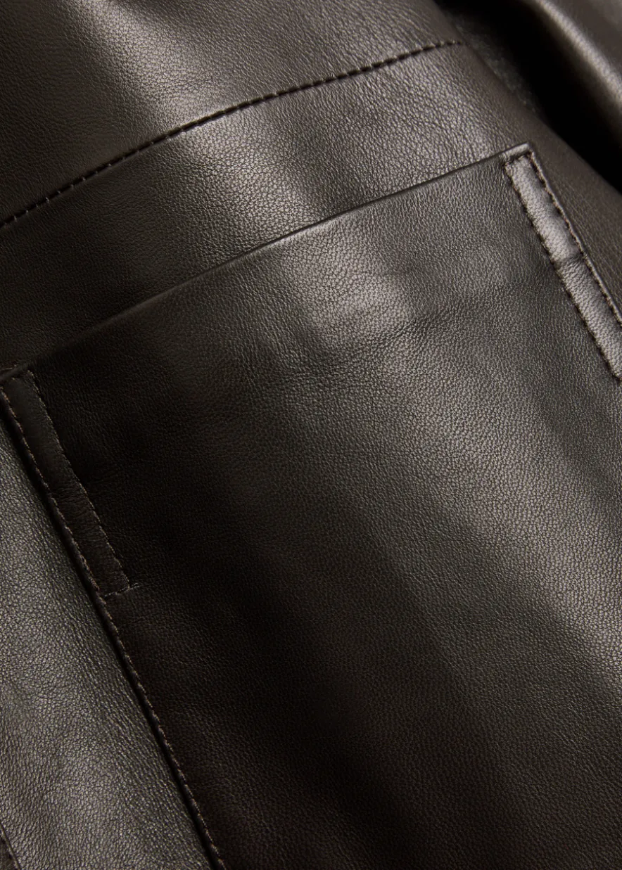Leather overshirt jacket