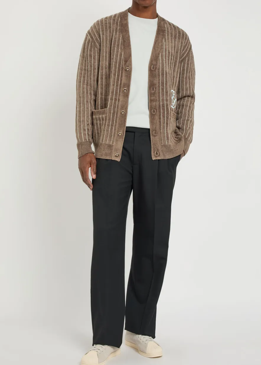 Le Cardigan Monogramme striped terry cardigan