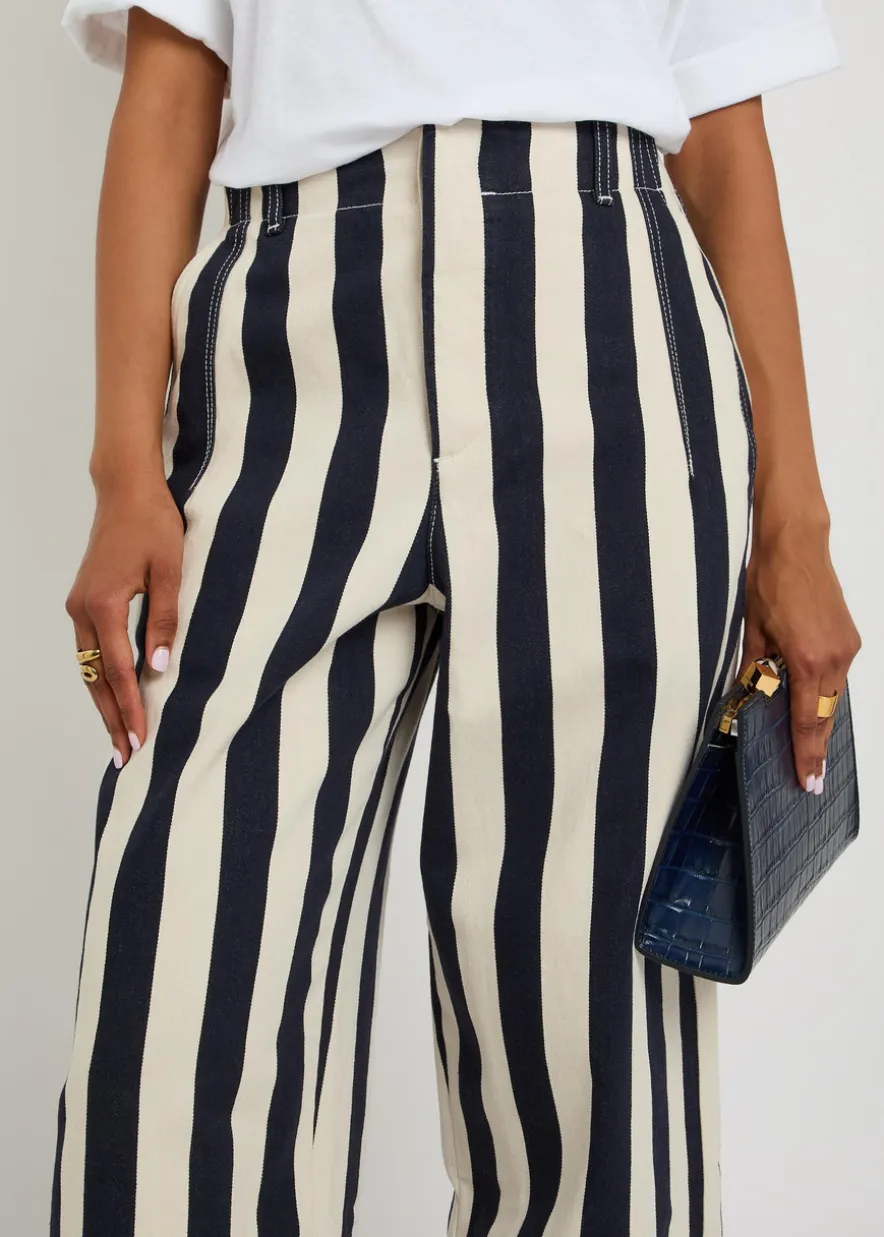 Le de-Nîmes Parasol striped denim trousers