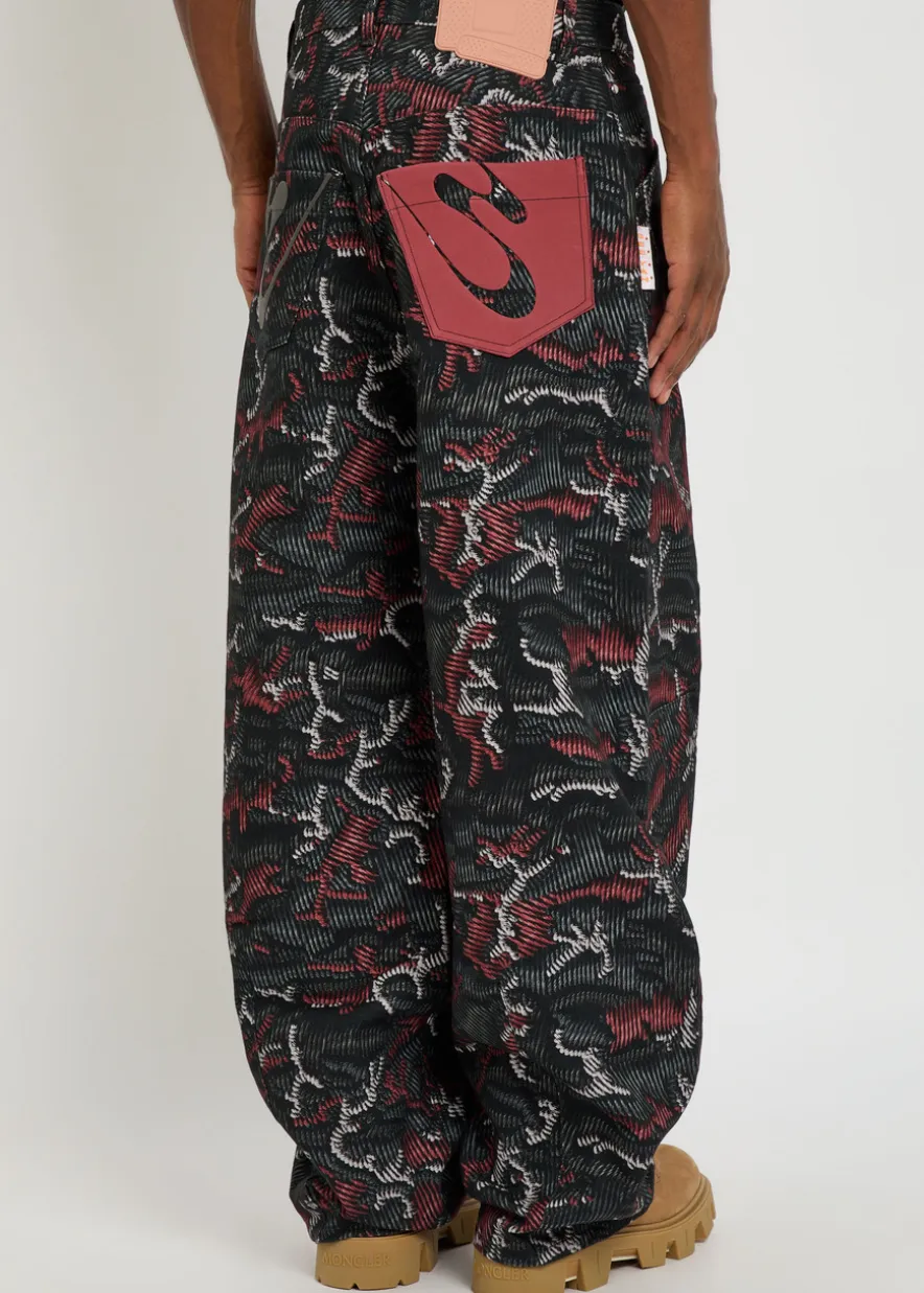 Leggenda patterned barrel-leg cotton trousers