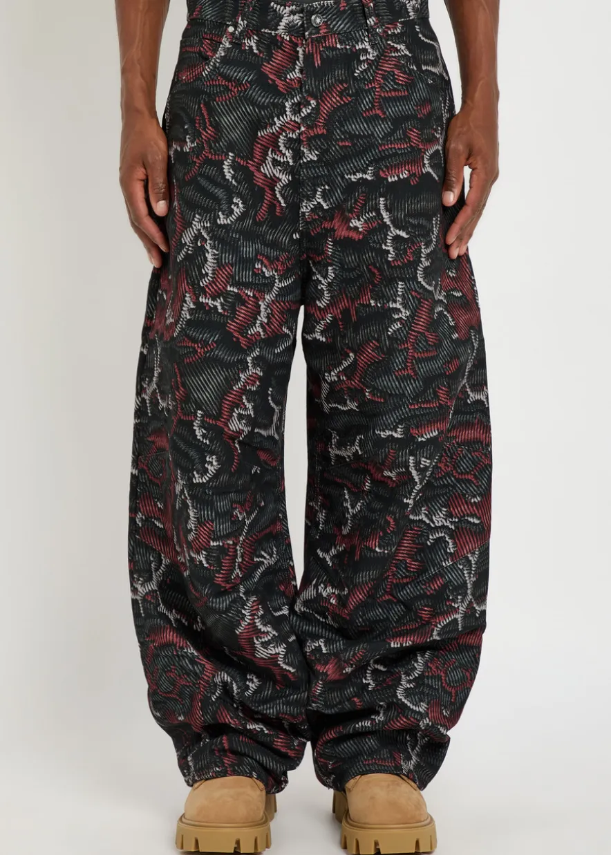 Leggenda patterned barrel-leg cotton trousers