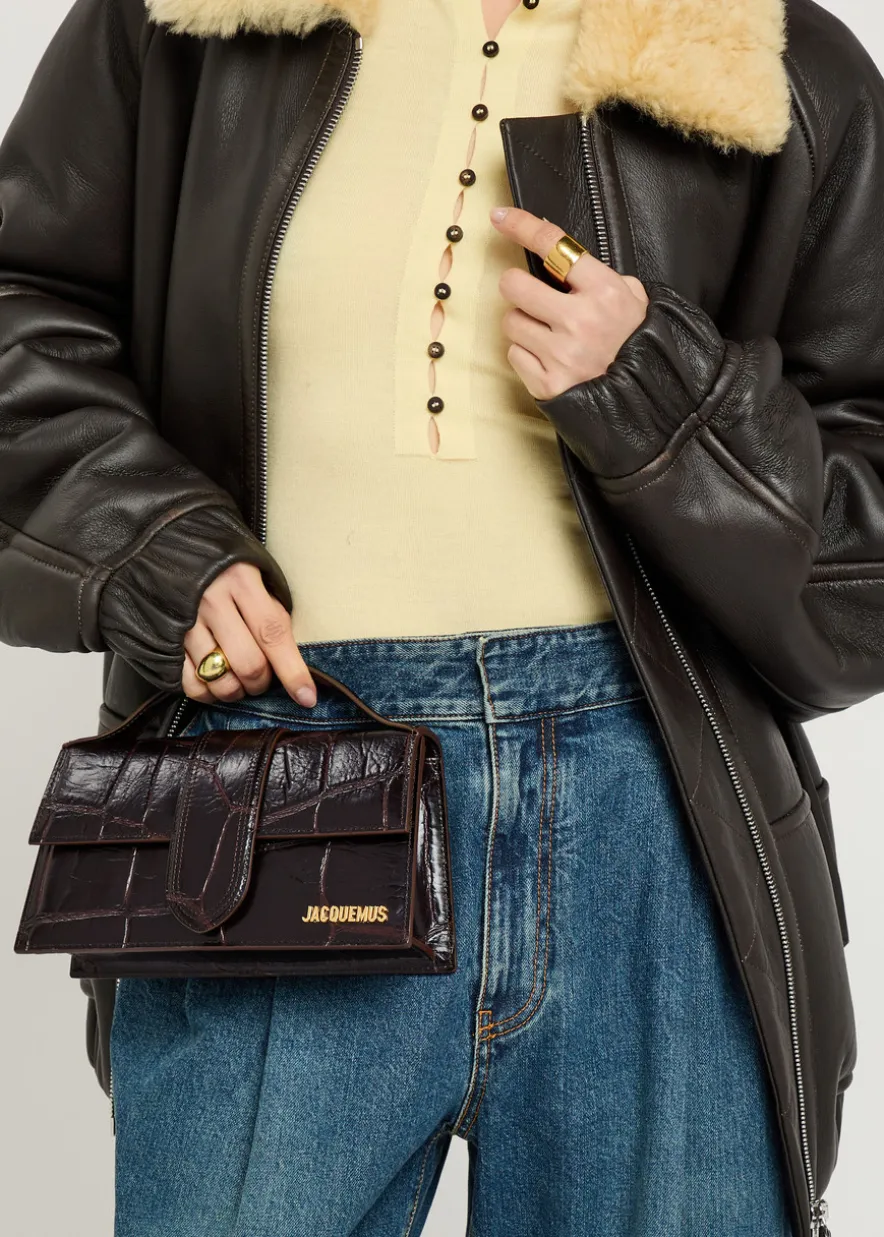 Le Grande Bambino crocodile-effect leather top handle bag