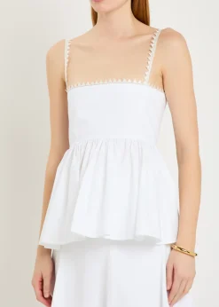 Le Haut Traversin peplum cotton-poplin top
