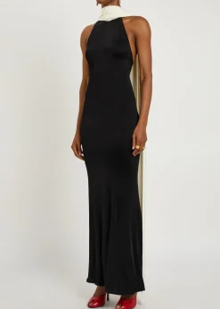 Leia scarf-effect stretch-jersey maxi dress