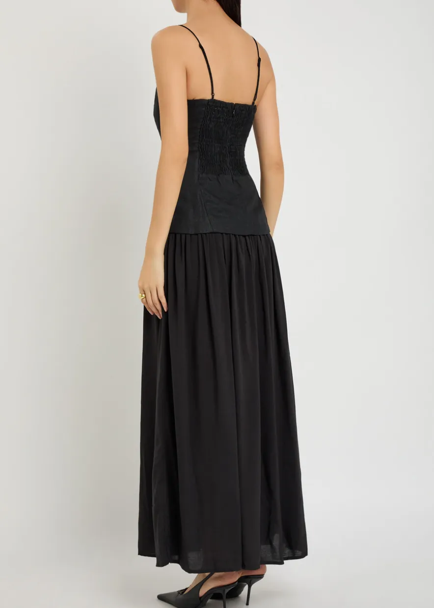 Lenise linen and jersey maxi dress