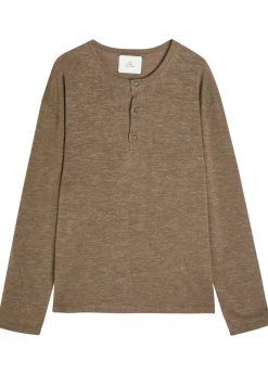 Lenny round-neck wool-blend henley top
