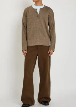 Lenny round-neck wool-blend henley top