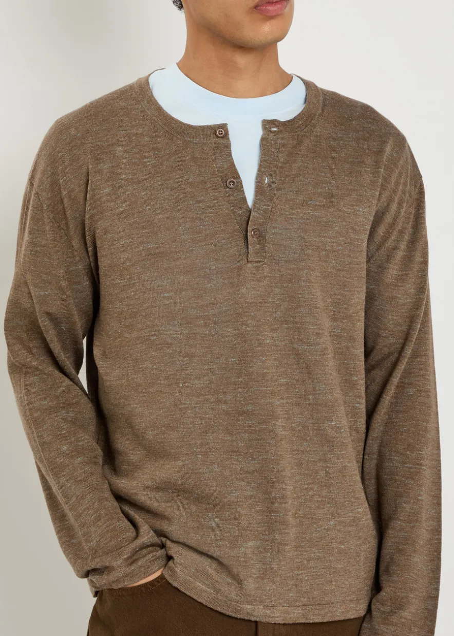 Lenny round-neck wool-blend henley top