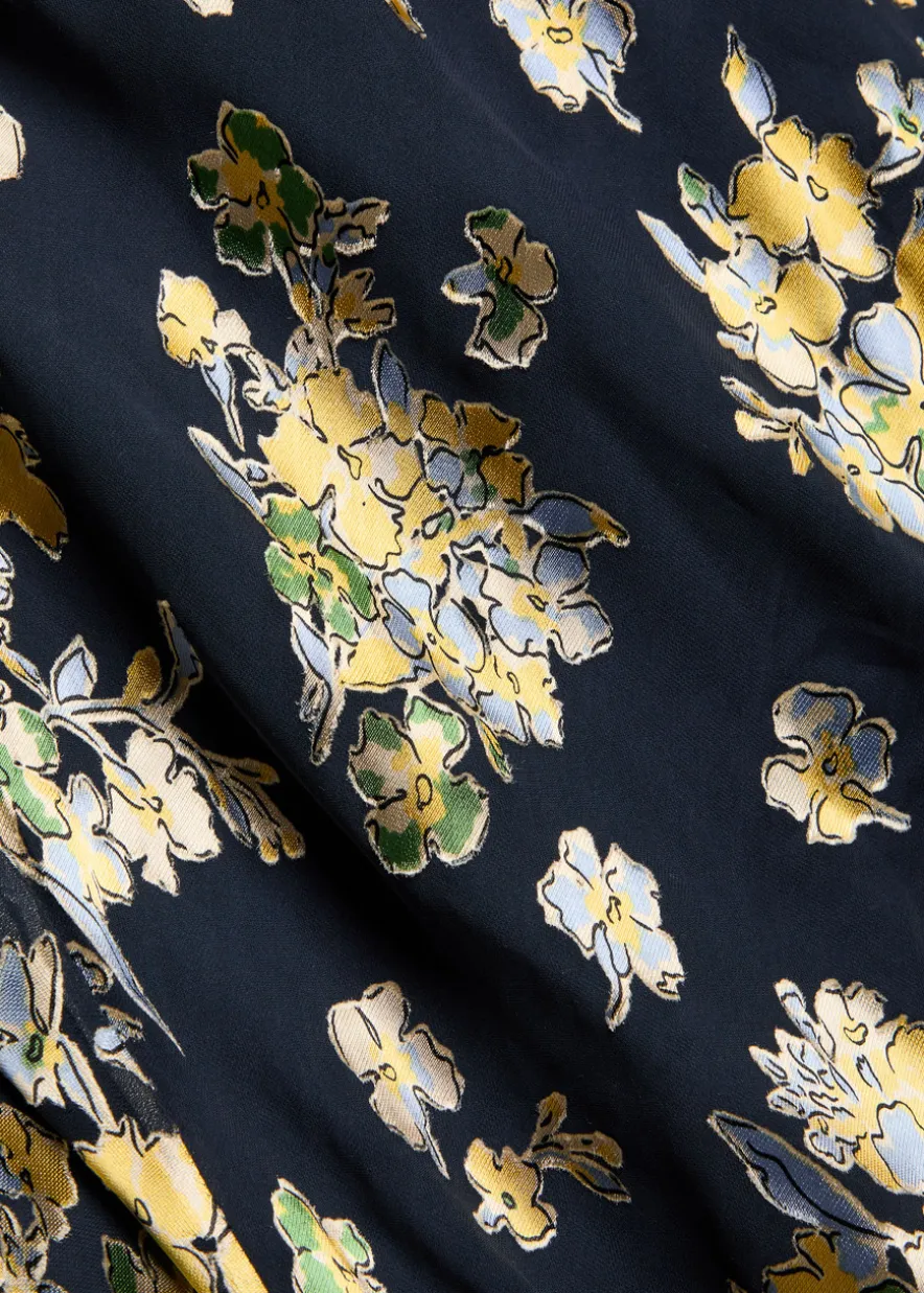 Leon floral one-shoulder chiffon midi dress