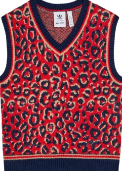 Leopard-intarsia knit vest