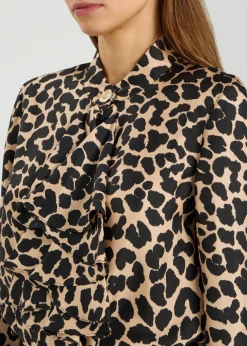 Leopard-print silk blouse