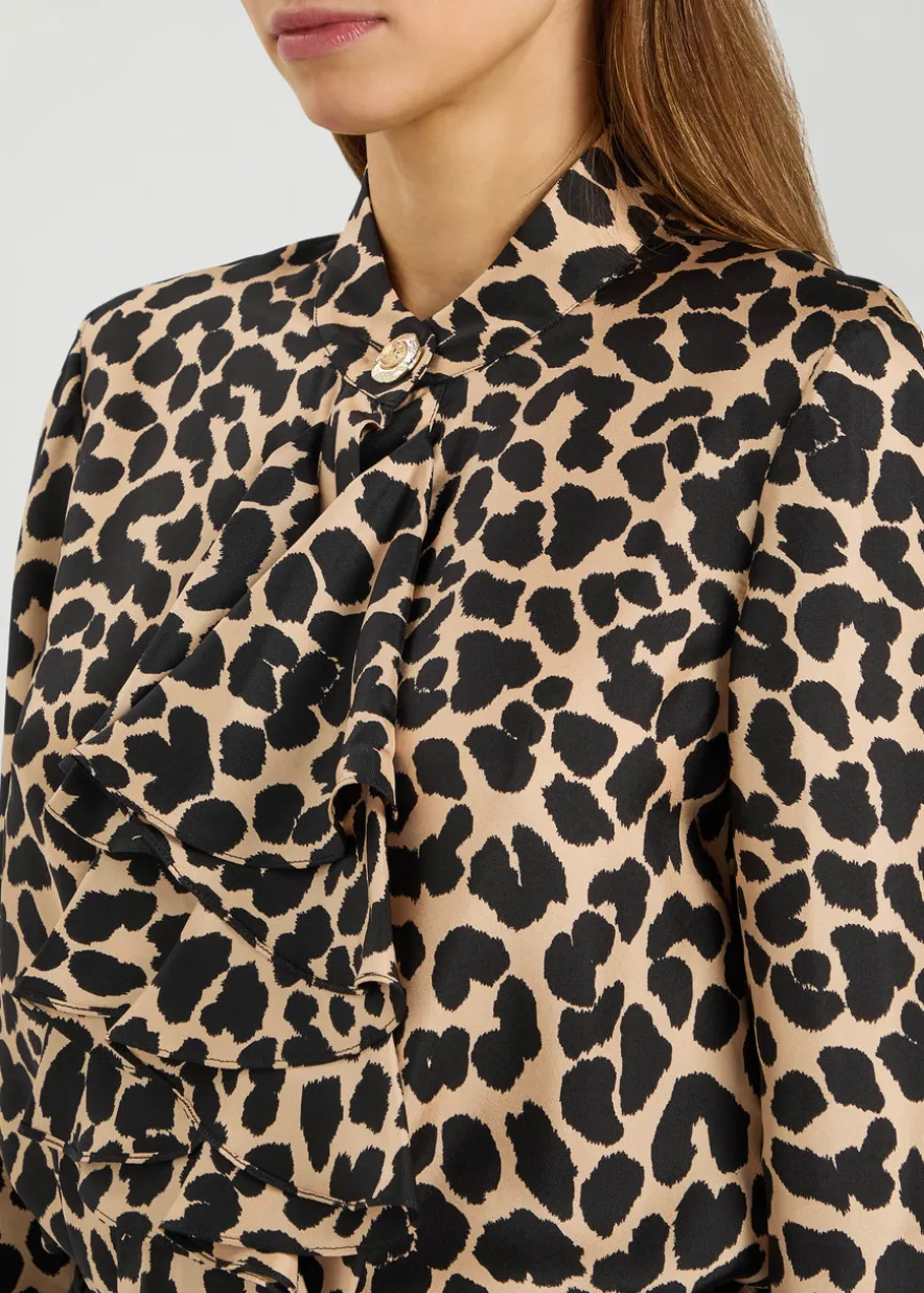 Leopard-print silk blouse