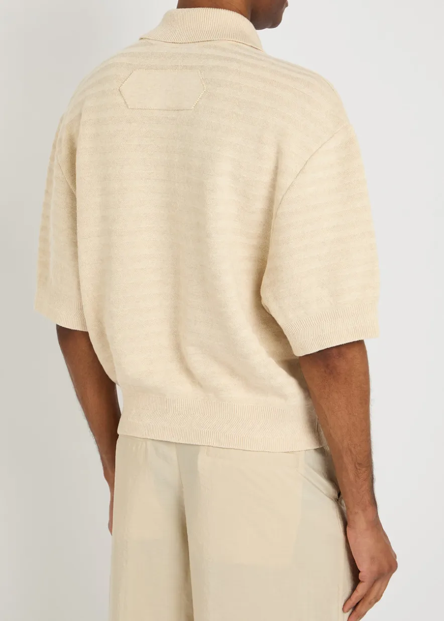 Le Polo Maille striped cotton-blend polo shirt
