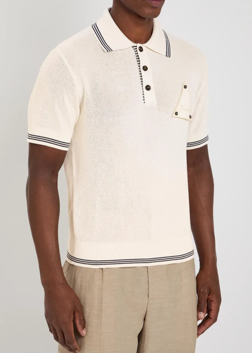 Le Polo Voilier open-knit silk and cotton-blend polo shirt