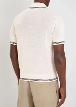 Le Polo Voilier open-knit silk and cotton-blend polo shirt